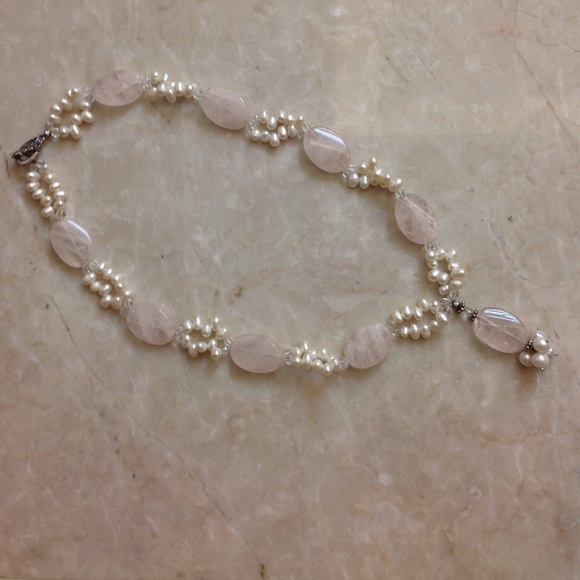 🎉HP🎉✨ Rose Quartz w/Two Strands White FW Pearls✨ - Picture 2 of 4